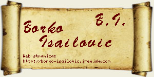 Borko Isailović vizit kartica